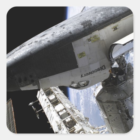 Space Shuttle Discovery dotiert Quadratischer Aufkleber (Vorderseite)