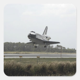 Space Shuttle Discovery geht Landung an Quadratischer Aufkleber