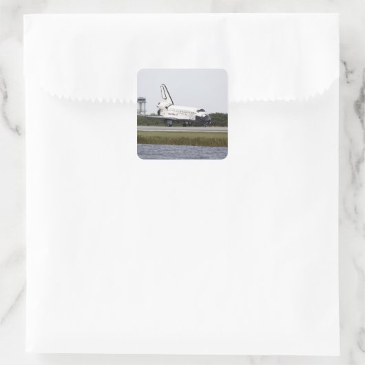 Space Shuttle Discovery Quadratischer Aufkleber (Tasche)
