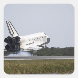 Space Shuttle Discovery Touchs runter 2 Quadratischer Aufkleber
