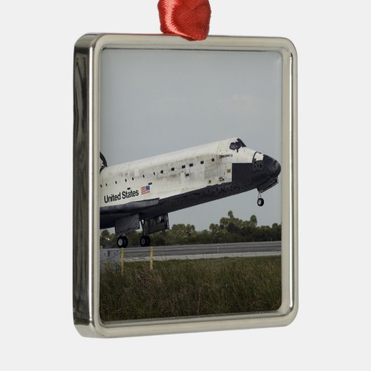 Space Shuttle Discovery Touchs runter Silbernes Ornament (Rechts)