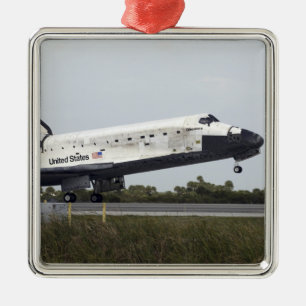 Space Shuttle Discovery Touchs runter Silbernes Ornament