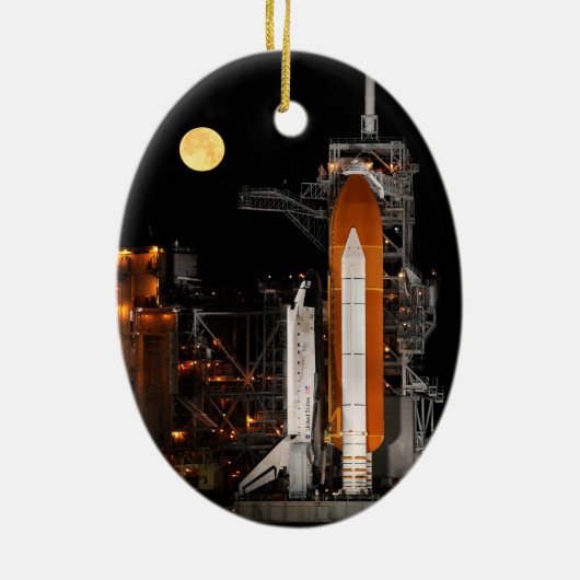 Space Shuttle Discovery und Mond Keramik Ornament (Hinten)