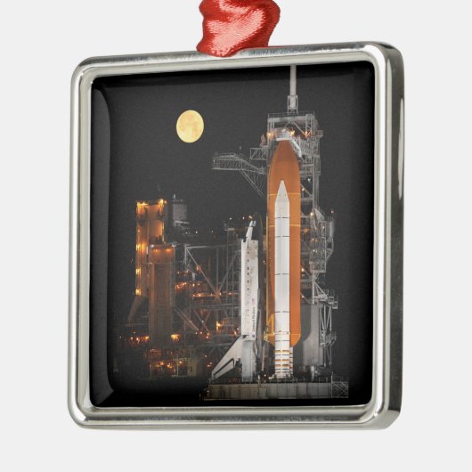 Space Shuttle Discovery und Mond Ornament Aus Metall (Links)