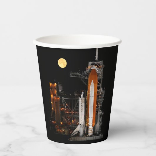 Space Shuttle Discovery und Moon Paper Cup Pappbecher (Vorderseite)