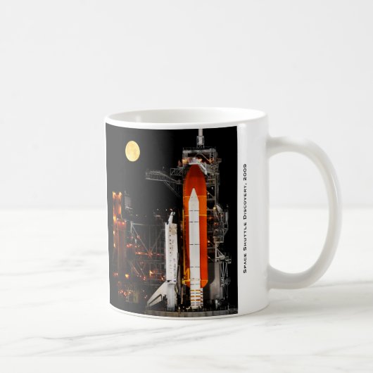 Space Shuttle Discovery und Vollmond 2009 Kaffeetasse (Rechts)