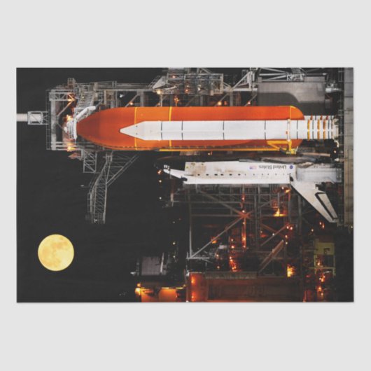 Space Shuttle Discovery und Vollmond 2009 Seidenpapier (Vorderseite)