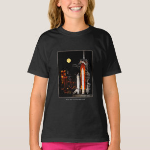Space Shuttle Discovery und Vollmond in 2009 Girl T-Shirt