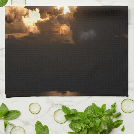 Space Shuttle Earth Orbital Spacecraft Night Canva Geschirrtuch (Gefaltet)