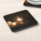 Space Shuttle Earth Orbital Spacecraft Night Canva Getränkeuntersetzer (Linke Seite)