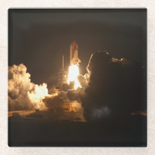 Space Shuttle Earth Orbital Spacecraft Night Canva Glasuntersetzer (Vorderseite)