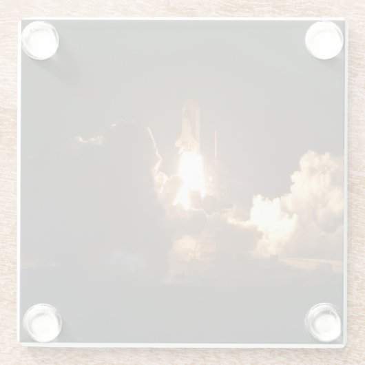 Space Shuttle Earth Orbital Spacecraft Night Canva Glasuntersetzer (Rückseite)