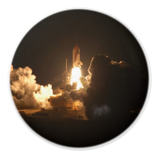 Space Shuttle Earth Orbital Spacecraft Night Canva Keramikknauf (Vorderseite)