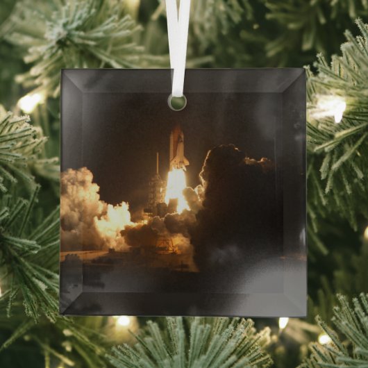 Space Shuttle Earth Orbital Spacecraft Night Canva Ornament Aus Glas (Insitu)