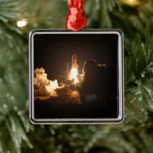 Space Shuttle Earth Orbital Spacecraft Night Canva Ornament Aus Metall