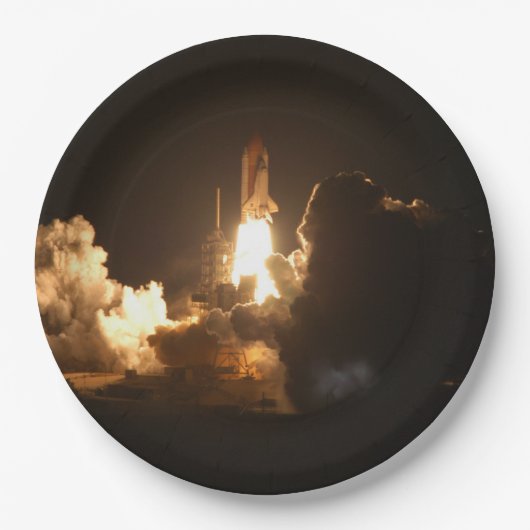 Space Shuttle Earth Orbital Spacecraft Night Canva Pappteller (Vorderseite)
