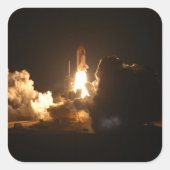 Space Shuttle Earth Orbital Spacecraft Night Canva Quadratischer Aufkleber (Vorderseite)