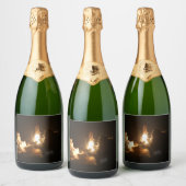 Space Shuttle Earth Orbital Spacecraft Night Canva Schaumweinetikett (Flaschen)