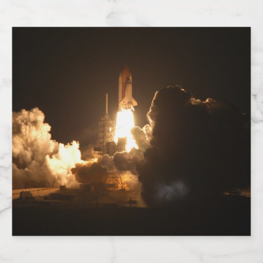 Space Shuttle Earth Orbital Spacecraft Night Canva Schaumweinetikett (Einzelnes Label)