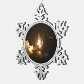 Space Shuttle Earth Orbital Spacecraft Night Canva Schneeflocken Zinn-Ornament (Rechts)