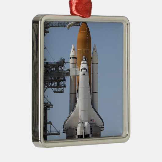 Space Shuttle Endeavor steht bereit Silbernes Ornament (Rechts)