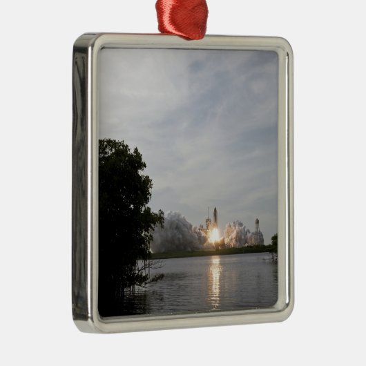 Space Shuttle Endeavour hebt 3 Silbernes Ornament (Rechts)