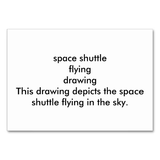 Space Shuttle Flying Reading Flashcards für Erwach Tischnummer (Rückseite)