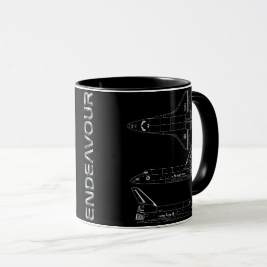 Space Shuttle fördert die Tasse von All-Black Blue (VorderseiteRechts)