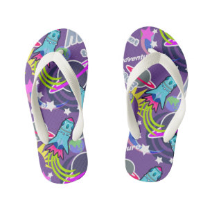 Space Shuttle Lila. Kid's Flip Flops Kinderbadesandalen