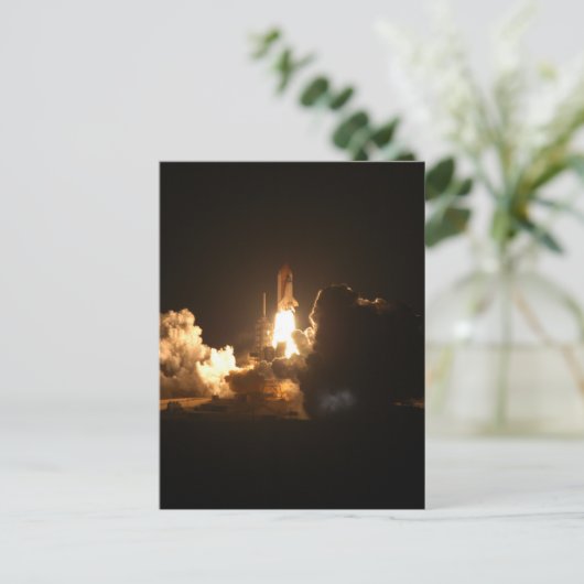 Space Shuttle Night Launch Poster Postkarte (Stehend Vorderseite)