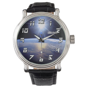 Space Shuttle Robot Arm Earth Orbit Sunburst Armbanduhr