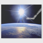 Space Shuttle Robot Arm Earth Orbit Sunburst Geschenkpapier (Flach)