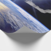 Space Shuttle Robot Arm Earth Orbit Sunburst Geschenkpapier (Ecke)