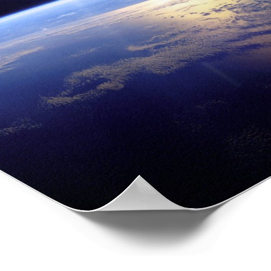 Space Shuttle Robot Arm Earth Orbit Sunburst Poster (Ecke)