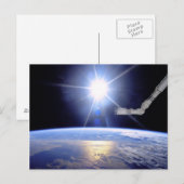 Space Shuttle Robot Arm Earth Orbit Sunburst Postkarte (Vorne/Hinten)