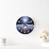 Space Shuttle Robot Arm Earth Orbit Sunburst Runde Wanduhr (Zuhause)