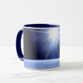 Space Shuttle Robot Arm Earth Orbit Sunburst Tasse (Vorderseite Links)