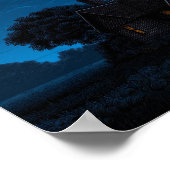 Space Shuttle Rocket Launch At Night Behind Farmho Poster (Ecke)