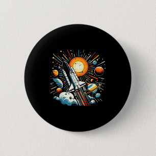 Space Shuttle Sonne Planeten Rakete Galaxie Jungen Button