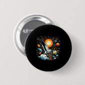 Space Shuttle Sonne Planeten Rakete Galaxie Jungen Button (Vorne & Hinten)