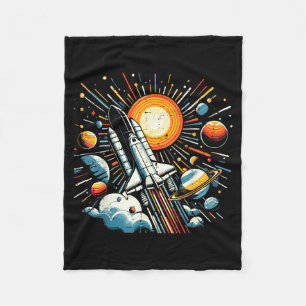 Space Shuttle Sonne Planeten Rakete Galaxie Jungen Fleecedecke