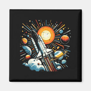 Space Shuttle Sonne Planeten Rakete Galaxie Jungen Magnet