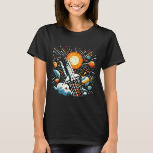 Space Shuttle Sonne Planeten Rakete Galaxie Jungen T-Shirt
