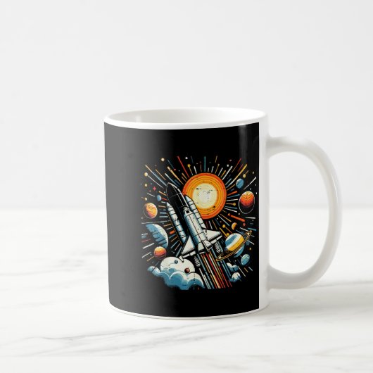 Space Shuttle Sun Planets Rocket Galaxy Boys Kids Kaffeetasse (Rechts)