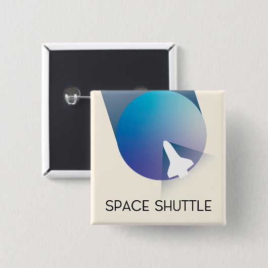 Space Shuttle Vintage Art Raum Kunst. Button (Vorne & Hinten)