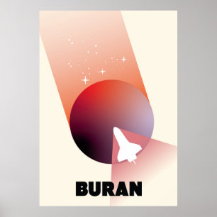 Space Shuttle Vintage Art Raum Kunst. Poster