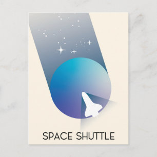 Space Shuttle Vintage Art Raum Kunst. Postkarte
