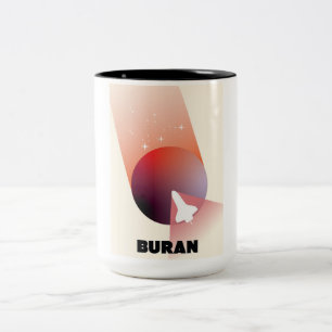 Space Shuttle Vintage Art Raum Kunst. Zweifarbige Tasse