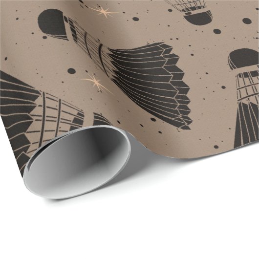 Space Shuttlecock Brown Wrapping Paper Geschenkpapier (Rolleneckpunkt)