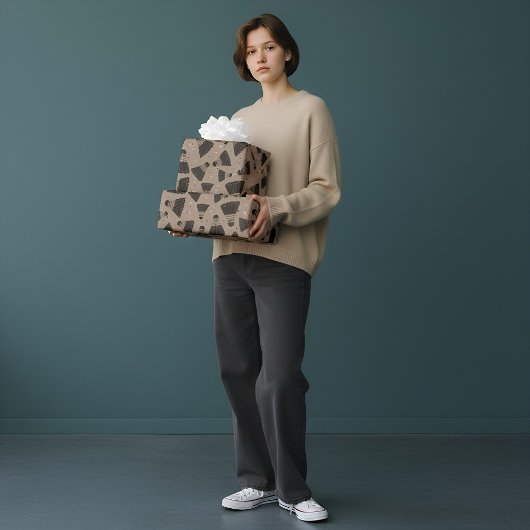 Space Shuttlecock Brown Wrapping Paper Geschenkpapier